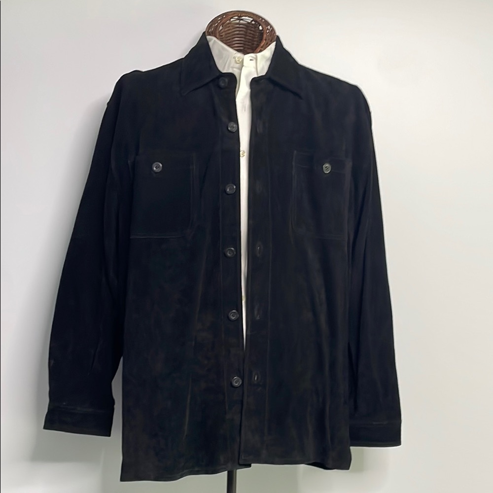 Claiborne Men's Black Leather Jacket (or Shirt)